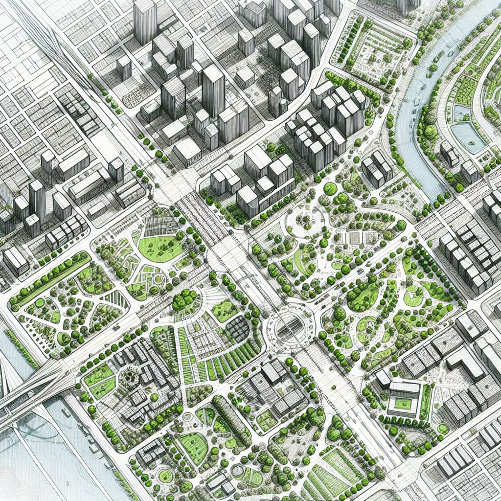 Urban Planning Sketch with Green Spaces and Parks by GCC ADEC, UAE